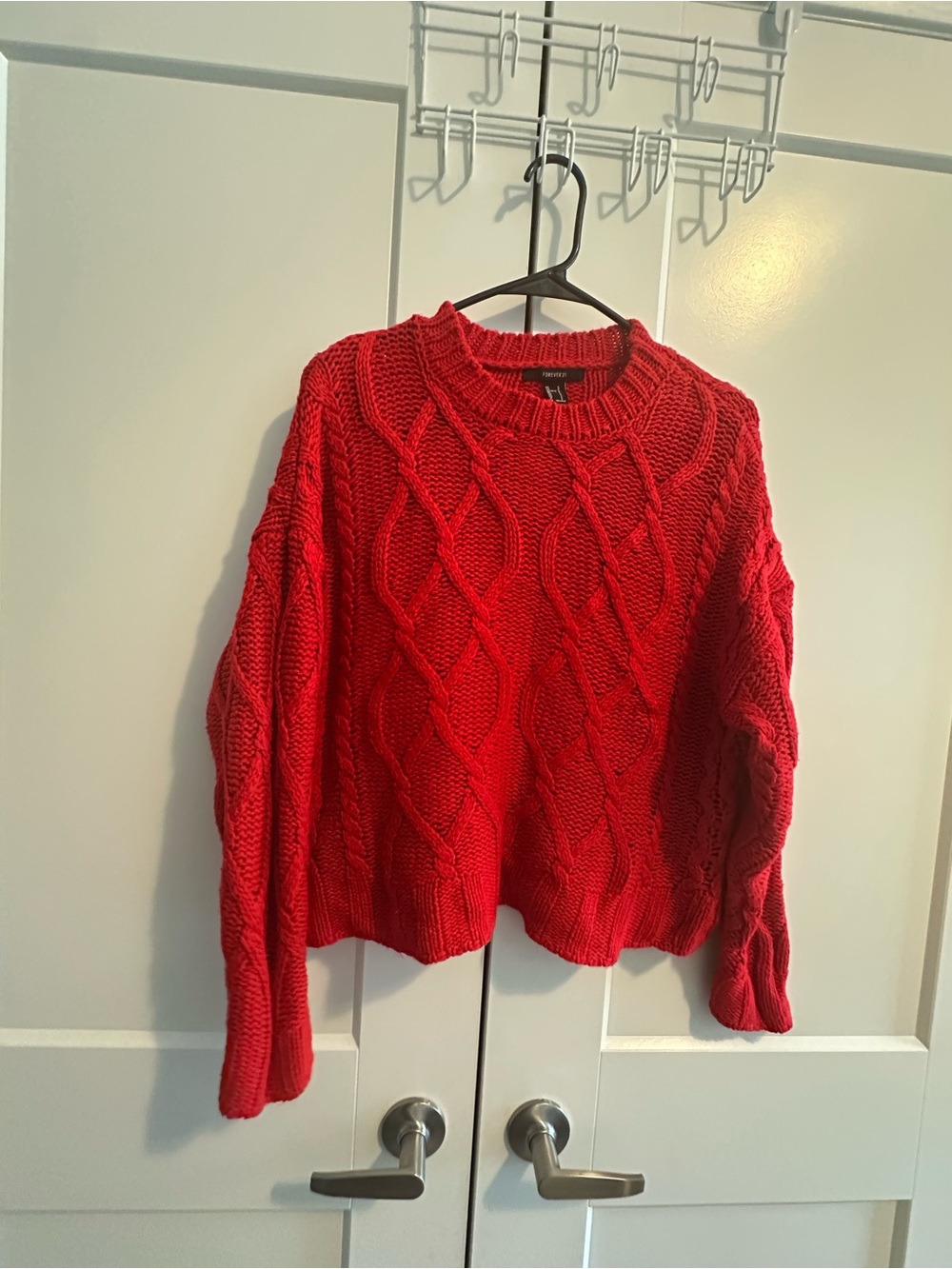 Forever 21 Women's Red Cable Knit Sweater